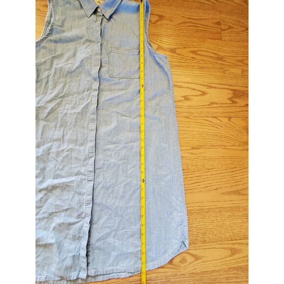 MADEWELL Chambray Light Indigo Denim Sleeveless Shirt Dress M EUC - Picture 6 of 10